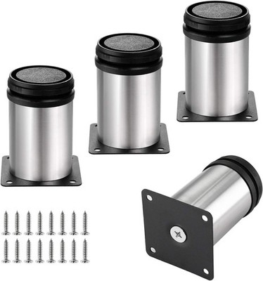 Set of 4 Stainless Steel Furniture Legs Kitchen Cabinet Sofa Bed Feet Adjustable