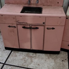 Signature Vintage Toy Kitchen Set Pink Stove Sink Refrigerator