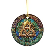 Celtic Trinity Knot Ornament with Stained Glass Effect - Printed on Ceramic