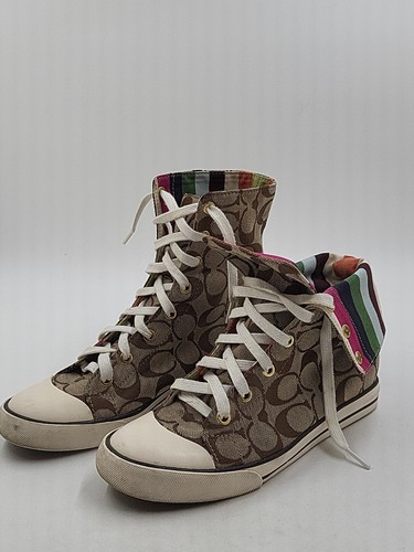 Coach Bonney Signature Legacy Striped Interior High Top Shoes Women’s Size 6.5M