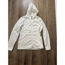Burton Womens XL White Geometric Square Print Full Zip Fleece Hoodie Jacket