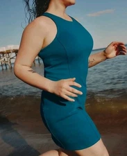 Athleta Womens XL Seasoft Rib Mini Tank Dress Coastal Teal Travel Leisure NWT