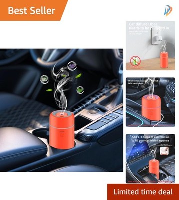 Compact Orange Car Essential Oil Diffuser with LED Lights - Perfect Travel Gift