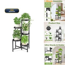 iDavosic.ly Plant Stand 5 Tier Metal Corner Shelf Black