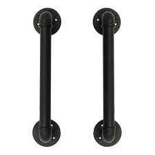 FOYO Set of 2 Industrial Pipe Door Pull Handle, Grab Bar, Towel Bar, Antique ...