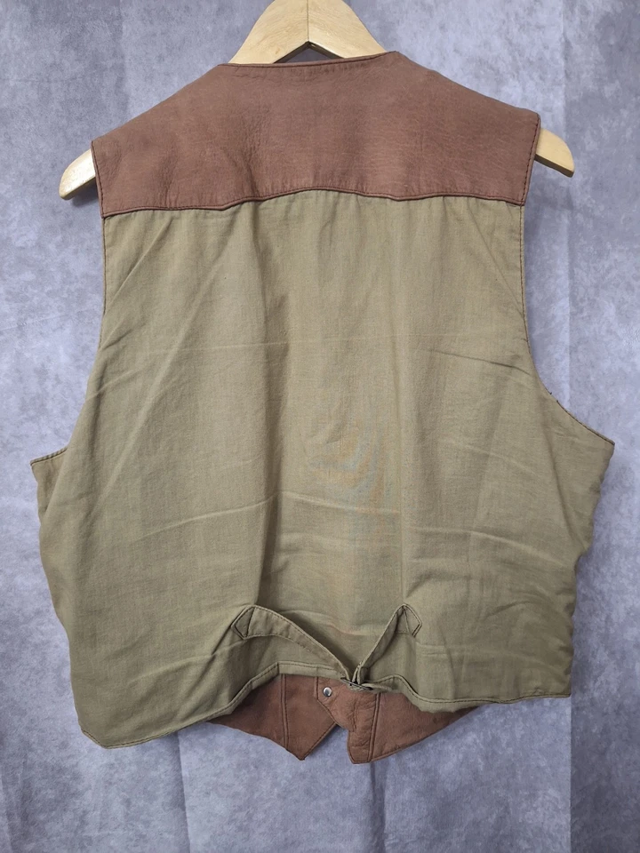 Chaleco de cuero vintage Roundtree & York para hombre XL marrón 3 botones Western Grunge años 90 Foto 2 de 4