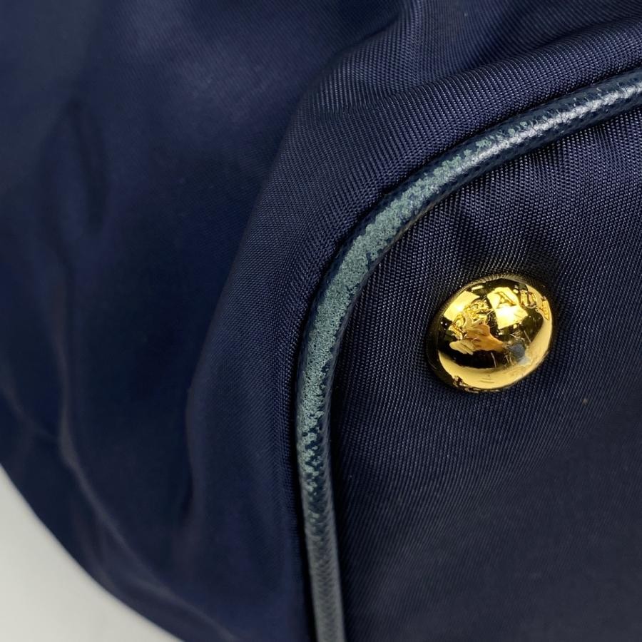 PRADA Tote Bag Shoulder Bag Nylon Navy with Name Tag #BS1748 thumbnail 3