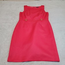 Tahari Barbie Pink Woven Sleeveless Office Work Classic Sheath Midi Dress 12