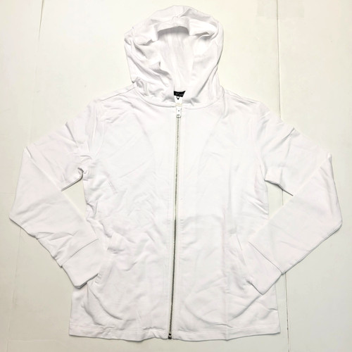 New $135 Pure Amici HOODIE Full Zip Sweater Women's LARGE L White BAMBOO Cotton