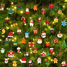 48PCS Mini Resin Christmas Ornaments Set Tiny Hanging Decorations Xmas Tree