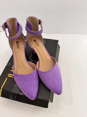 IDIFU IN3 Chunky Block Heels - Women's Lavender Pumps for Dress, Size 12
