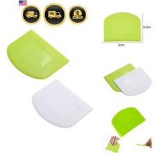 2 Pack Food-Safe Flexible Dough Scrapers   White  Green Kitchen Essential