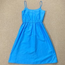 Vintage 1960s Mini Dress Womens Size 6 UK Blue Evening Cami Slip 60s Retro