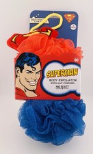 Mad Beauty DC Superman Body Exfoliator Adults Kids Bath Pouf Black Yellow 2 Pack