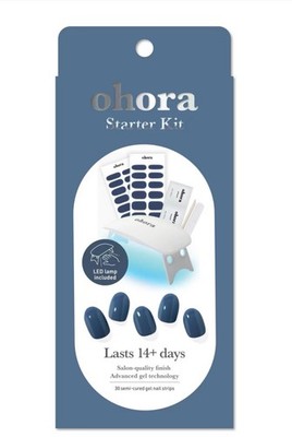 OHORA Starter Kit W/ Extra Set Semi Cured Gel Nail Strips Indigo Blues