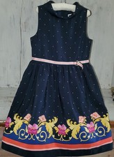 Janie and Jack 2018 Fall Prep Talk Navy Blue Pink Yellow Floral Dress Sz 6 S25