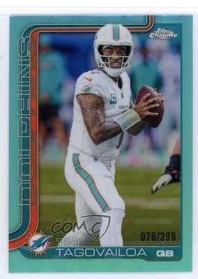2025 Topps Chrome Teal Refractor /299 Tua Tagovailoa #187 1v1q