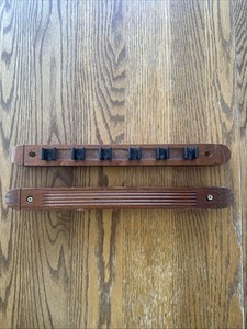 Vintage Pool Cue Wooden Wall Rack - 6 Billiards Stick Holder - Wood