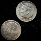 90% Silver - UNC 1964 Roosevelt Dime - 2 Dimes - Uncirculated Condition - 03-7