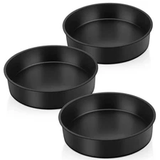 8 Inch Cake Pan, Round Baking Layer Cake Pan Set of 3, with Non-Stick Coating...