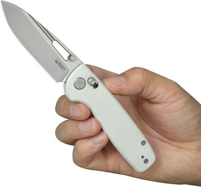 Kubey Bluff Folding Knife 3.13'' 14C28N Sandvik Steel Blade White G10 Handle