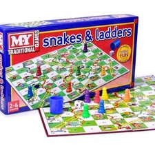 M.Y Snakes & Ladders Board Game for Kids & Adults - Traditional Family Game