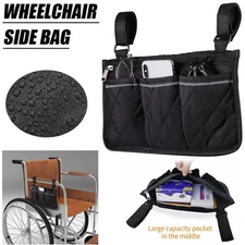 Outdoor Wheelchair Side Pocket Organizer Holder Pouch Armrest Storage Bag Pouch 
