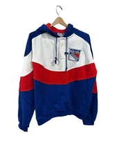 VTG 90s Apex One New York Rangers Hoodie Pullover Sweatshirt Sz L NHL Hockey NWT