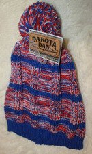 Dakota Dan Knit Winter Hat Ear Unisex Red, White, Blue knitted stretch *New