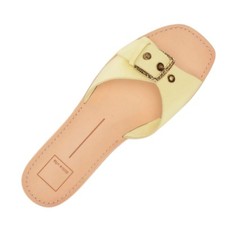 Sandali donna Dolce Vita® Cabana crema limone piatti in pelle misura 8,5 nuovi con etichette
