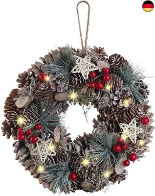 infactory Türkranz: Advents- und Weihnachtskranz mit LED-Beleuchtung, grün, r