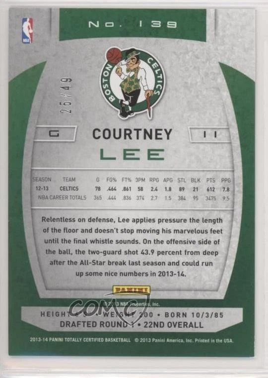 2013-14 Totally Certified Totally Blue /49 Courtney Lee #139 - Image 2 of 2