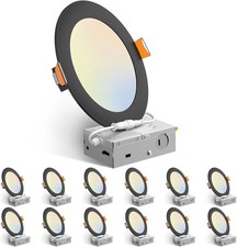 12 Pack 6 Inch 5CCT Ultra-Thin LED Recessed Ceiling Light with J-Box