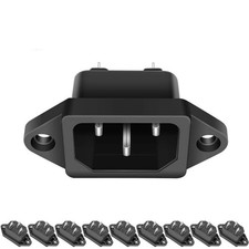 10 Pack AC 250V 10A IEC 320 C14 Panel Mount Plug Adapter Power Connector Socket