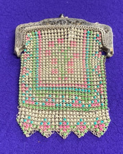 Vintage Whiting Davis Art Deco Enamel Metal Mesh Purse