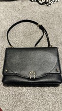 EXQUISITE VINTAGE ETIENNE AIGNER BLACK SUBSTANTIAL LEATHER SHOULDER BAG/HANDBAG