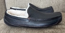 UGG Ascot 5379 Brown Leather Sheepskin Lined Moccasin Slippers Mens Size 11