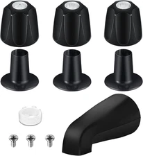 Tub Shower Trim Kit, Matte Black 3 Piece Shower Knob and Bath Tub Spout, for Pri