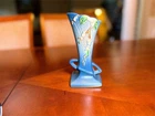 Roseville Pottery Snowberry Blue Vase 1V-7 – 7" Vintage Art Pottery USA. T40