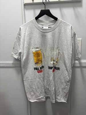 Vintage Full Beer Good Empty Beer Bad Shirt Mens Large Gray Funny Drinking Tee