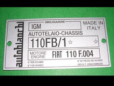 Targhetta Autobianchi Bianchina Berlina Special '65-'69