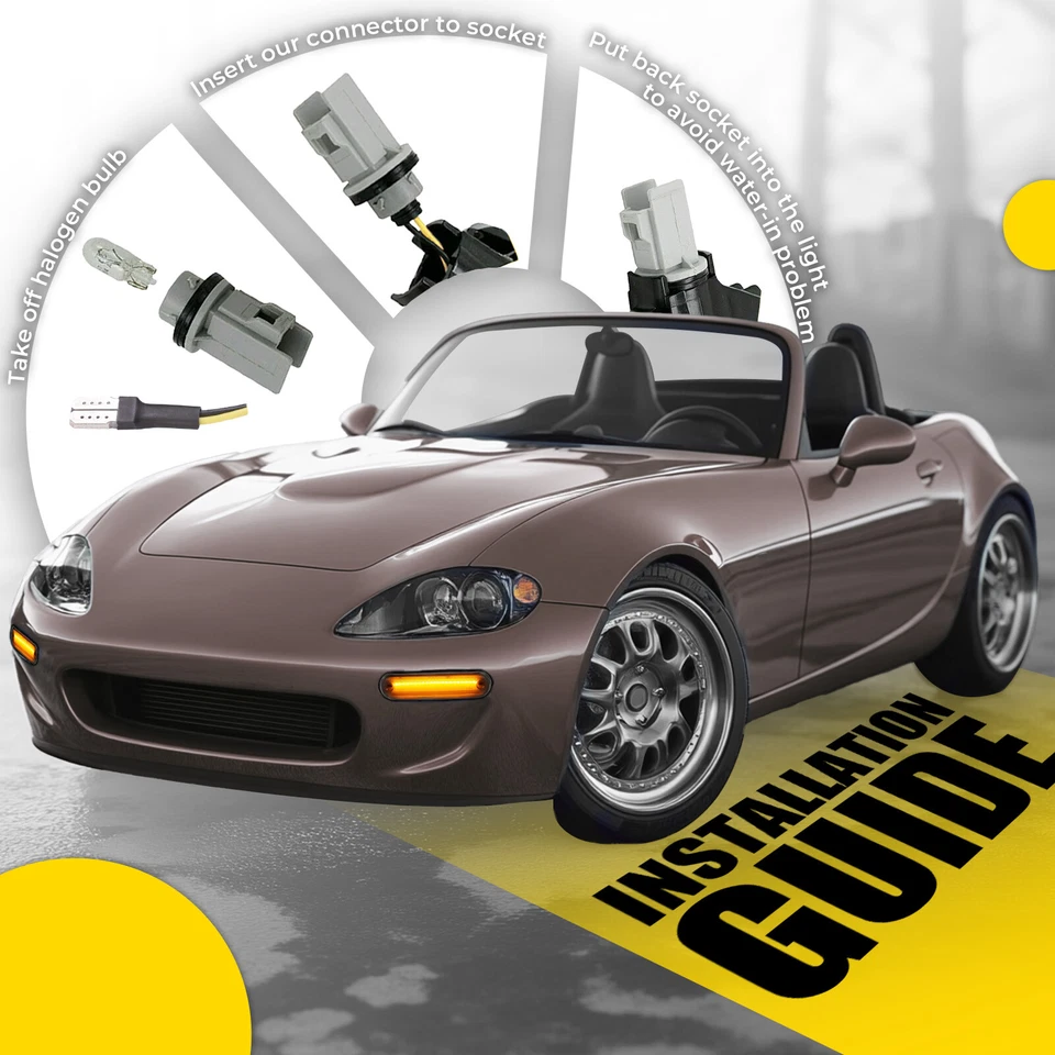 4X Luz indicadora lateral LED lente fumê frontal traseira PARA MAZDA MX-5 MIATA 1990-2005 - Imagem 3 de 4