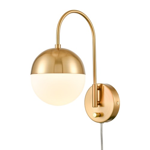 Modern Gold Wall Lamp Brass Wall Sconce Plug in Wall Light for Living Room - Picture 7 of 11