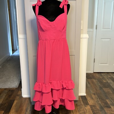 Sofia Vergara Bustier Midi Sundress Boho Womens XL Barbie Core Ruffle Sleeveless