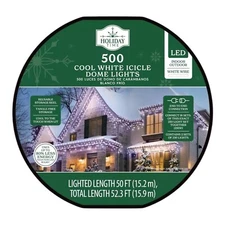 Holiday Time 500-Count Cool White LED Dome Icicle Lights with White Wire