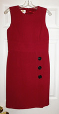 NWT Talbots Womens Size 8 Red Buttons Sleeveless Basic Sheath Career Dress