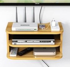 3 Tier Floating Wall-Mounted Media Shelf Sky Box TV DVD Router & Console Holder