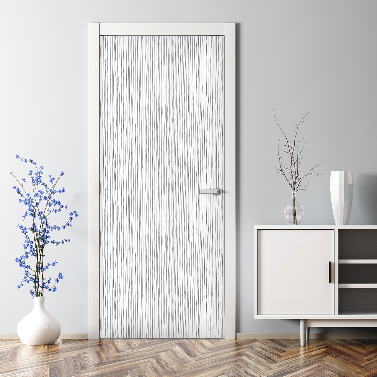 Blurred Lines Black and White Pattern Adhesive Door sticker Modern Black Lines
