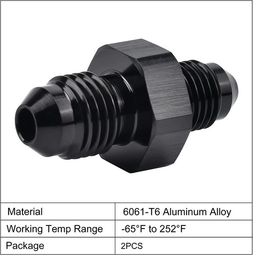 LokoCar 6AN Male to 10AN Male Flare Reducer Union Adapter Fitting Aluminum Black - Picture 3 of 12