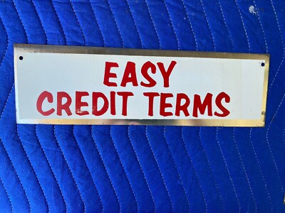 Vintage Painted Metal Easy Credit Terms Tin Tacker